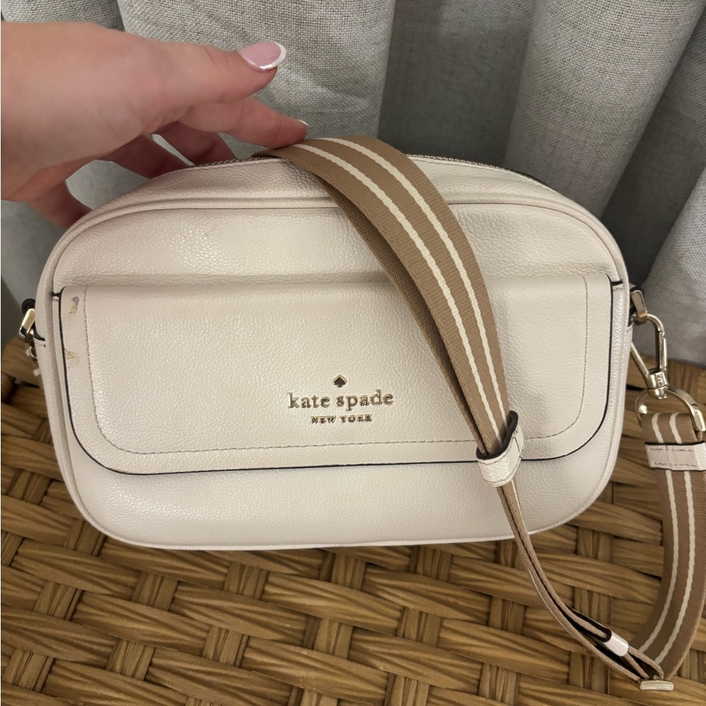 Kate Spade Ivory Crossbody Bag with Tan Strap
